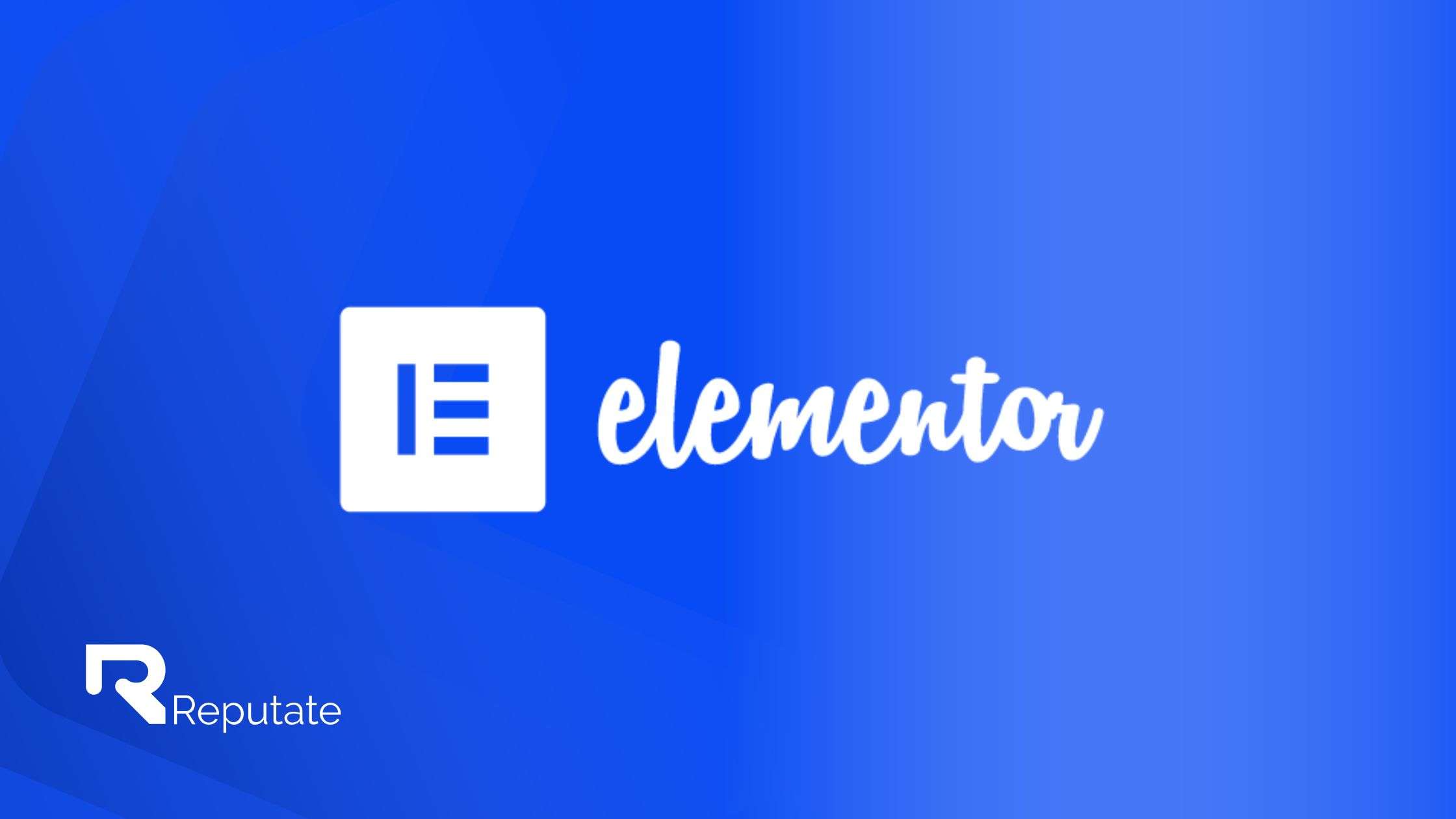 Het logo van Elementor op een blauwe achtergrond