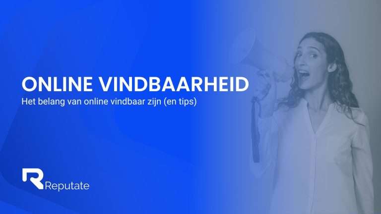 De term 'online vindbaarheid' met een vrouw die in een megafoon roept