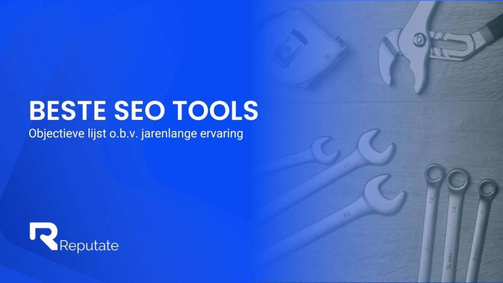 Een set gereedschap met de woorden 'beste SEO tools'